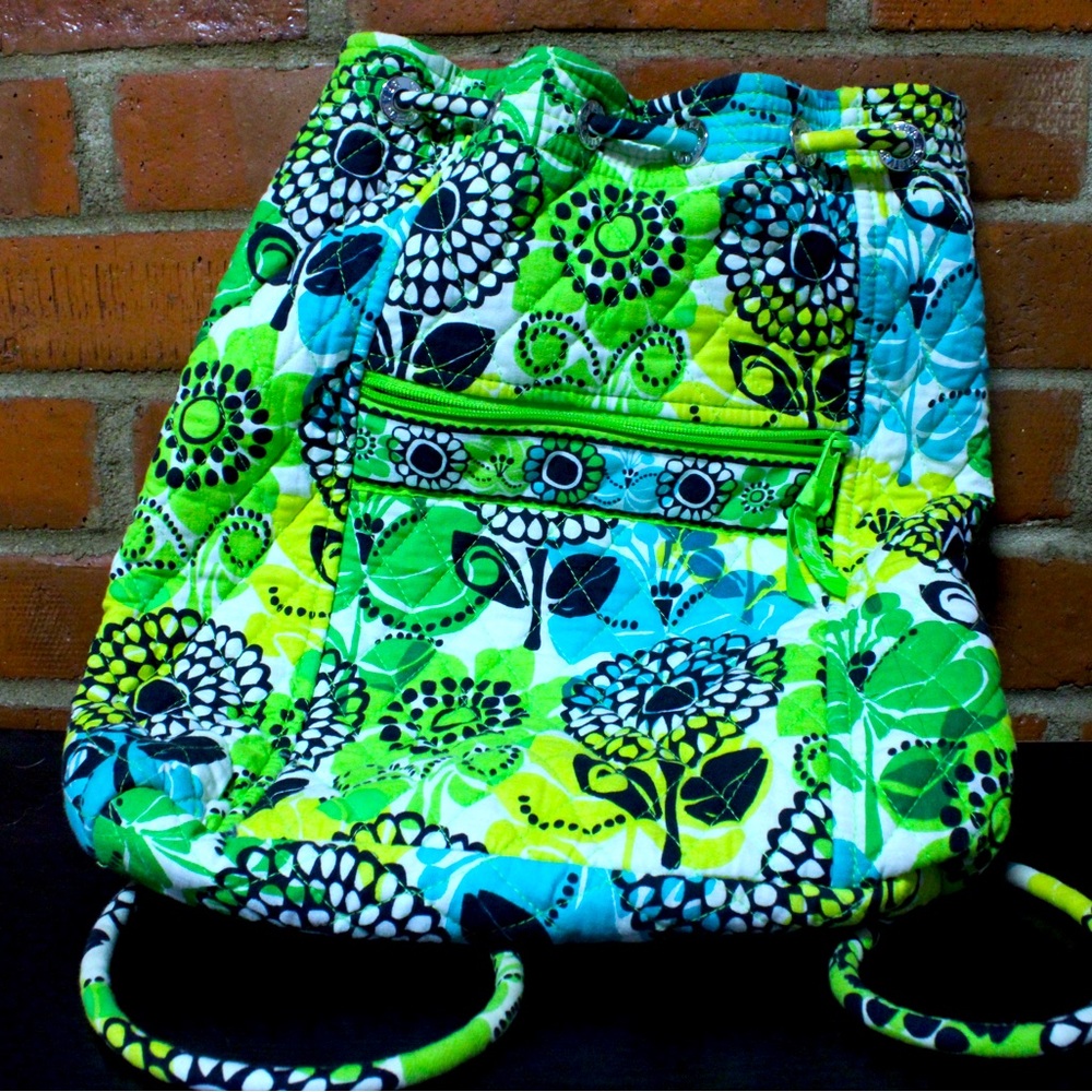 Vera Bradley Backpack Lime's Up Green Floral